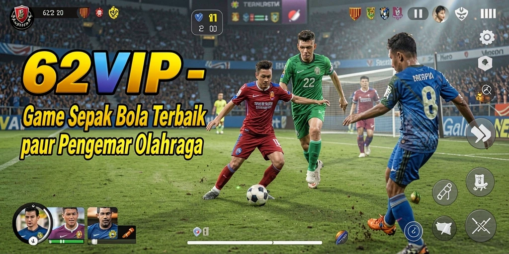Tampilan gameplay seru dari 62VIP dengan aksi sepak bola yang mendebarkan.