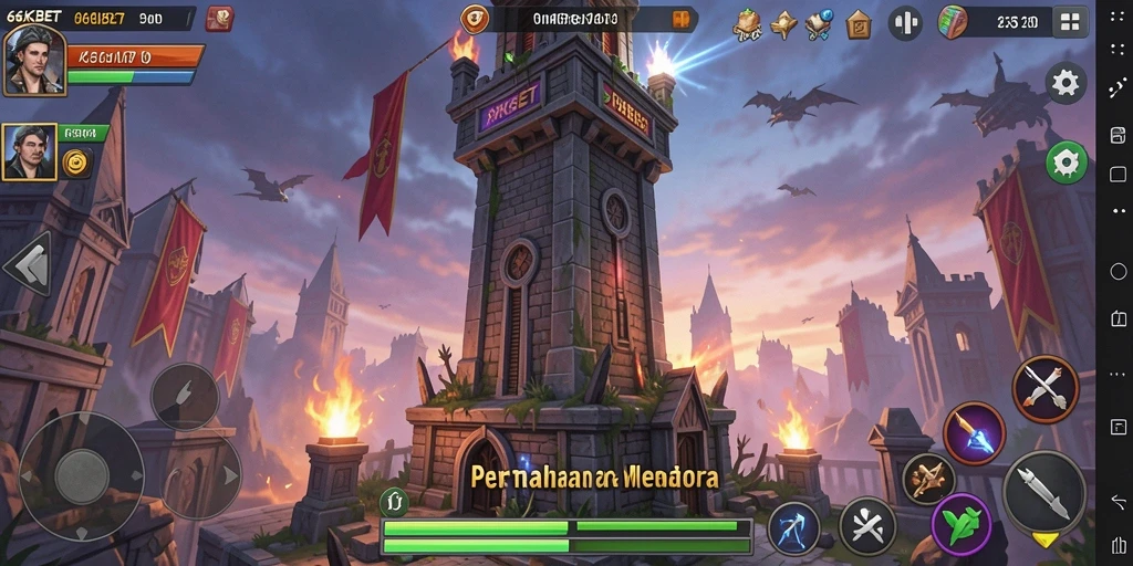 Tampilan aksi mendebarkan dalam permainan Tower Defense 66KBET.