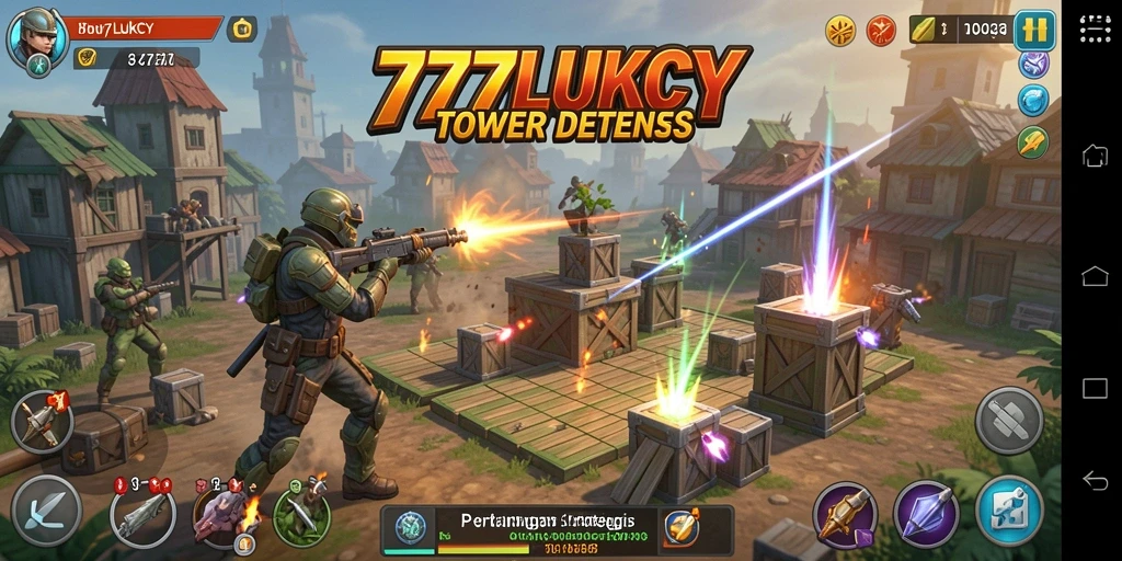 Tampilan gameplay menakjubkan dalam 777LUKCY Tower Defense.