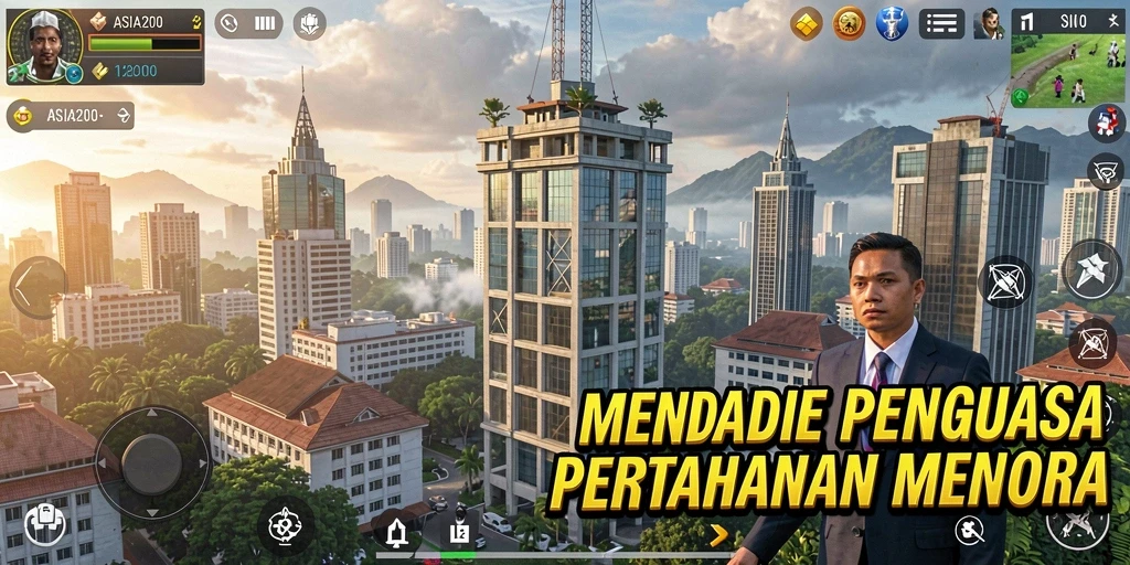 Tangkapan layar ASIA200 menampilkan aksi menegangkan dalam Tower Defense.