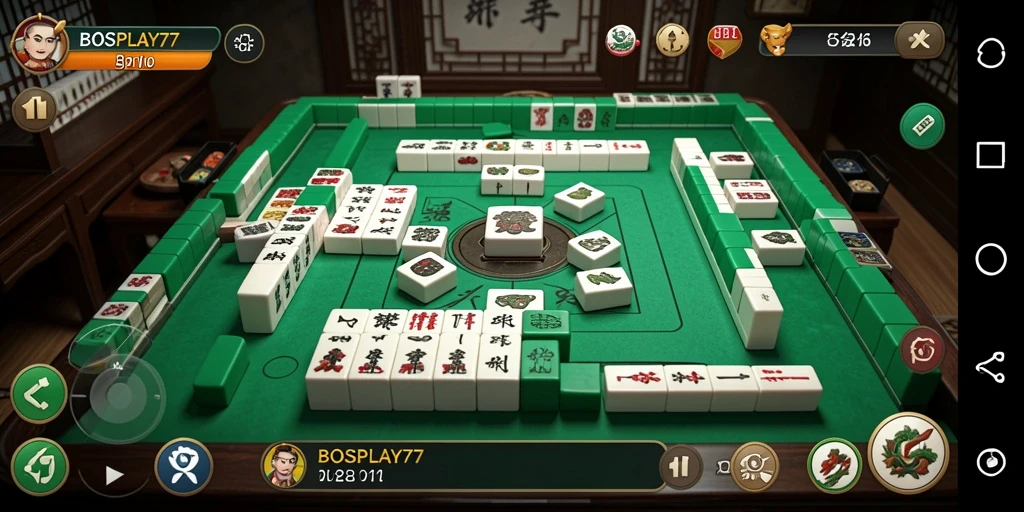 Tampilan gameplay Mahjong yang mengasyikkan di BOSPLAY77.
