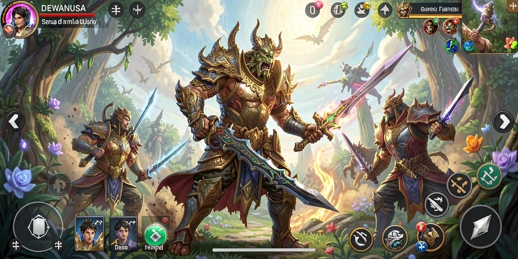 Tampilan gameplay DEWANUSA yang mendebarkan dan dinamis.