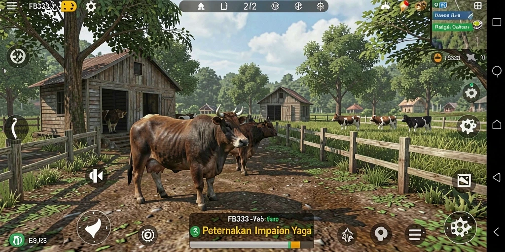 Tampilan gameplay FB333 yang menampilkan keseruan berkebun dan beternak.