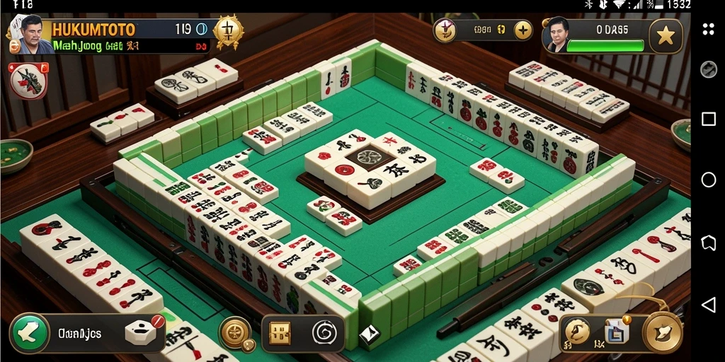 Screenshot gameplay utama HUKUMTOTO yang menunjukkan suasana permainan Mahjong.