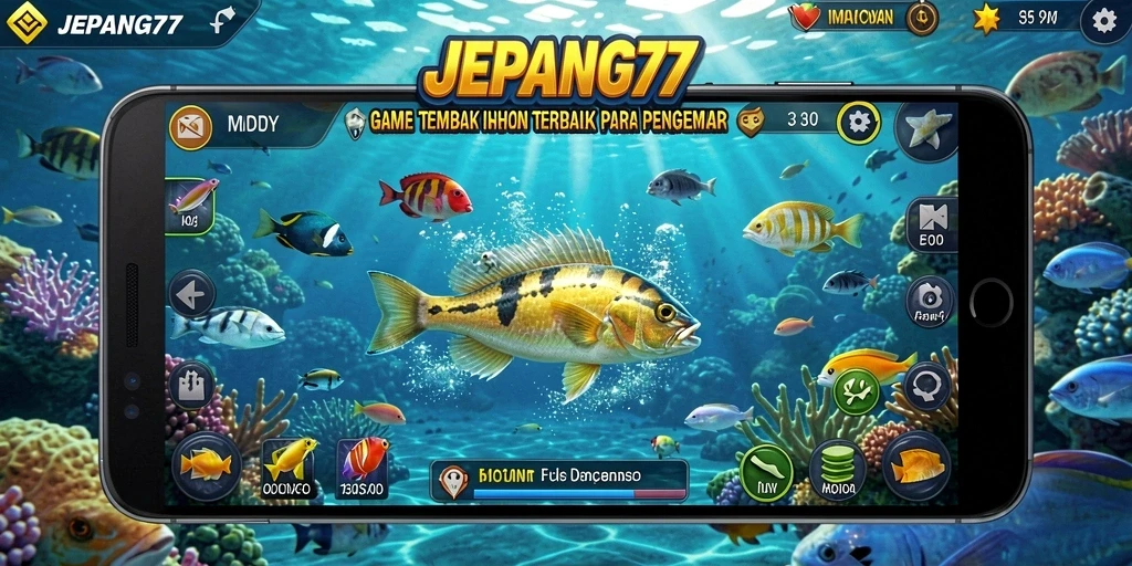 Screenshot gameplay JEPANG77 menampilkan aksi tembak ikan yang seru.