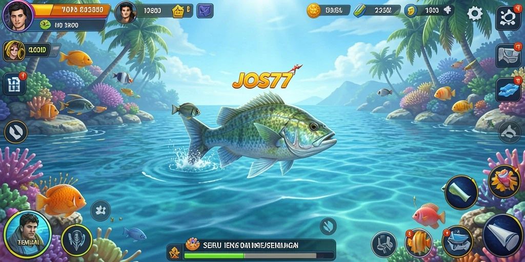 Tampilan menarik dari gameplay JOS77 saat menembak ikan.