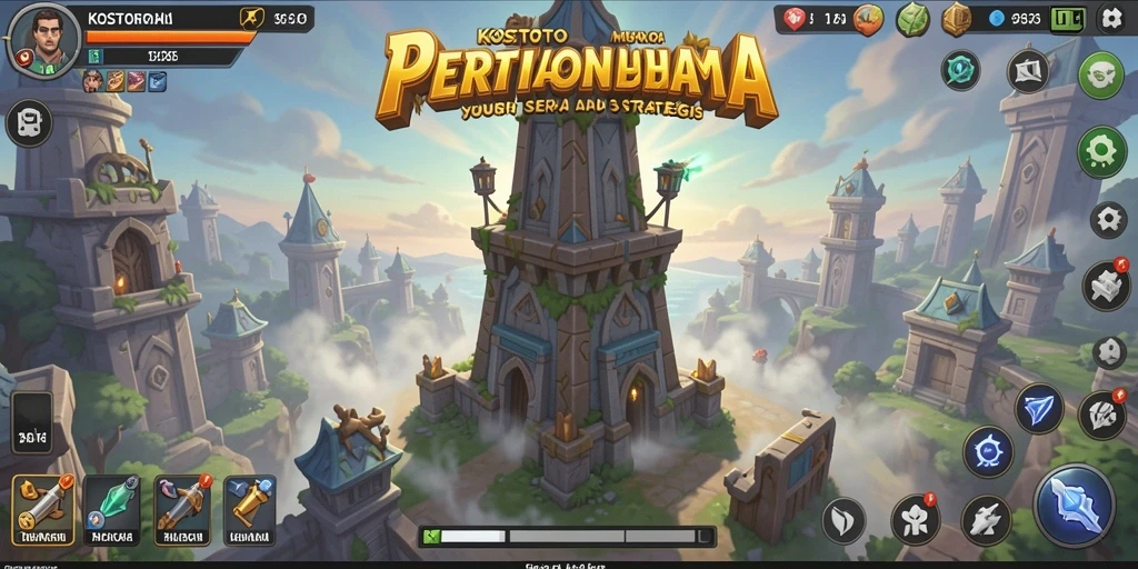 Screenshot gameplay KOSTOTO menampilkan aksi pertahanan menara yang seru.