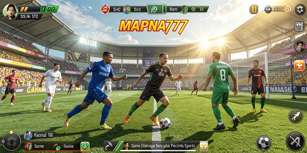Screenshot menunjukkan aksi mendebarkan dalam gameplay olahraga MAPNA777.