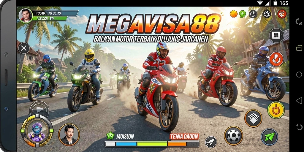 Tangkapan layar MEGAVISA88 menampilkan aksi balapan motor yang mendebarkan dan grafik yang menakjubkan.