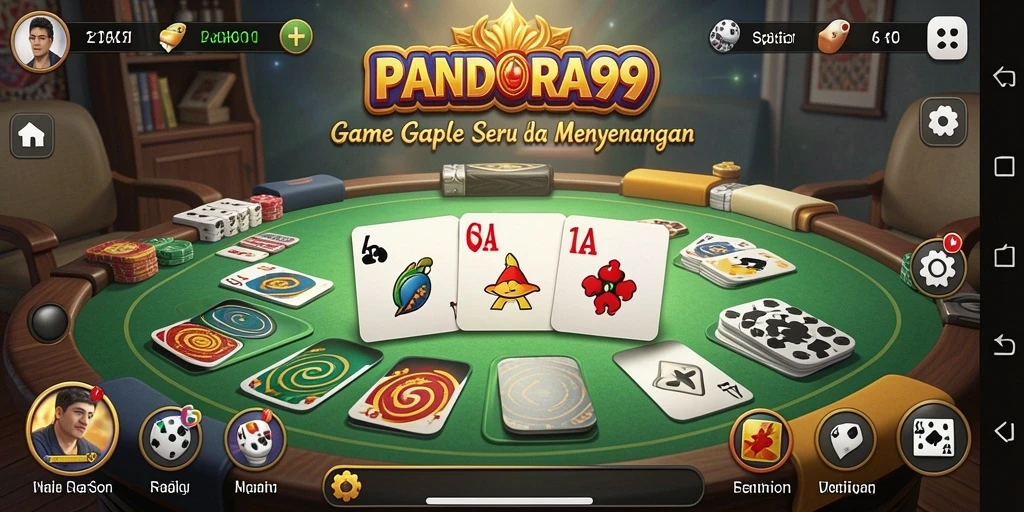 Gameplay seru PANDORA99, menampilkan pertandingan Gaple yang mendebarkan.
