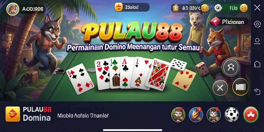 Tampilan gameplay seru dari PULAU88 yang menampilkan pemain Domino.