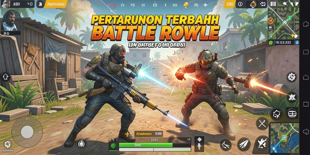 Screenshot gameplay S80 menampilkan aksi intens dalam pertempuran Battle Royale.
