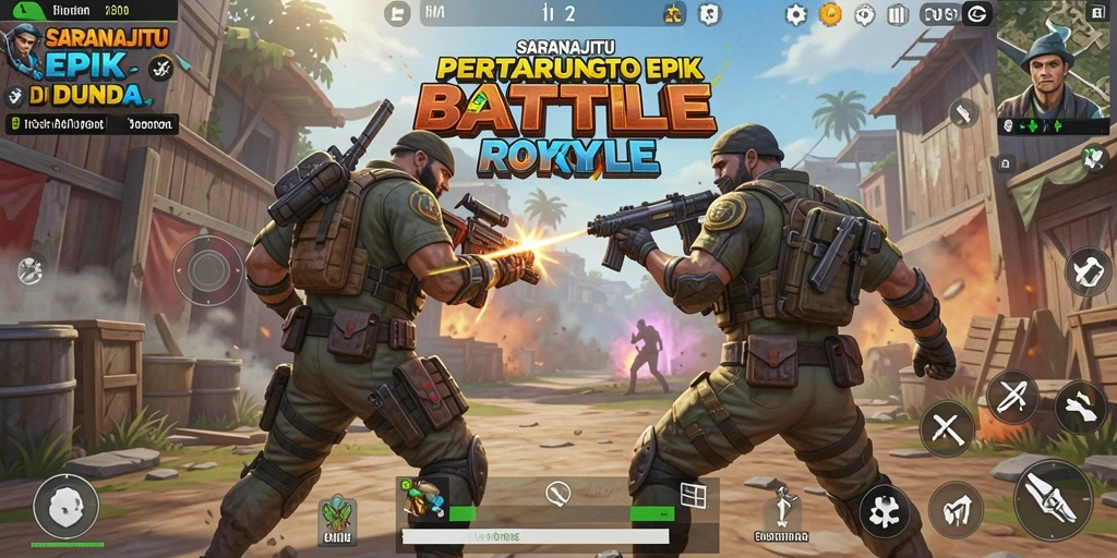 Tangkapan layar SARANAJITU menampilkan aksi pertempuran epic dalam dunia Battle Royale.