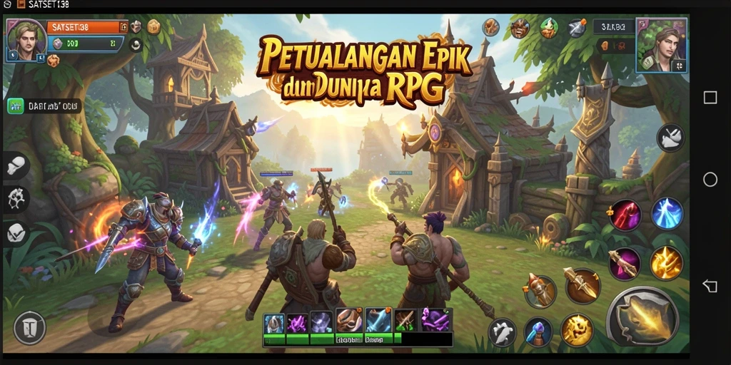 Tampilan gameplay SATSET138 yang menampilkan pertarungan epik dan eksplorasi dunia fantastis.