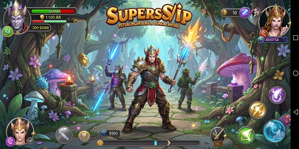 Tampilan gameplay seru dalam petualangan dunia fantasi