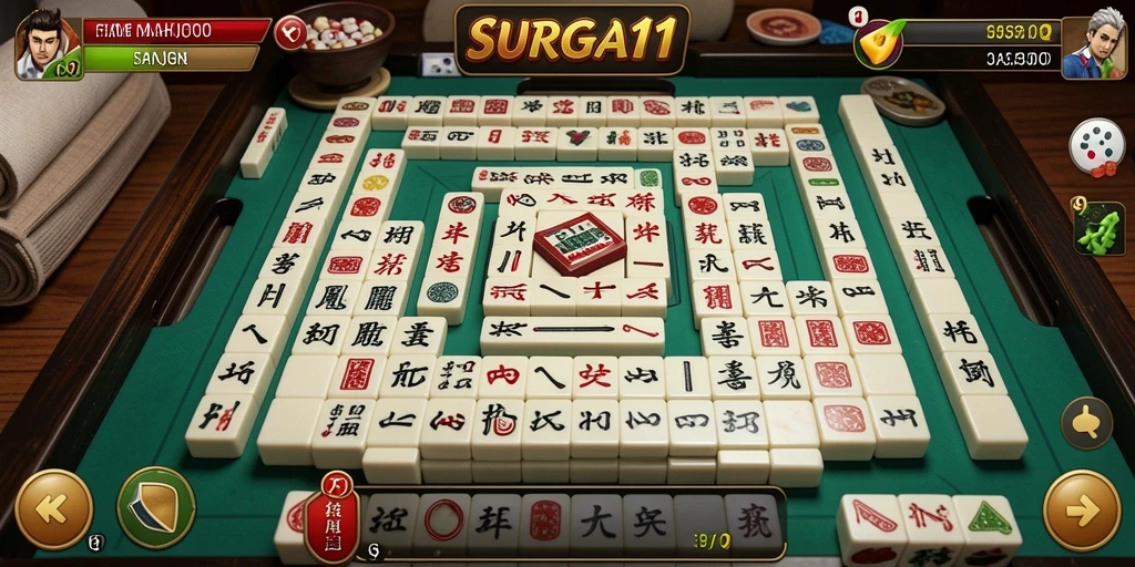 Tangkapan layar gameplay <strong>SURGA11</strong> menampilkan aksi seru mencocokkan batu Mahjong.