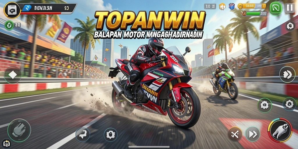 Screenshot gameplay seru dalam balapan motor di TOPANWIN.
