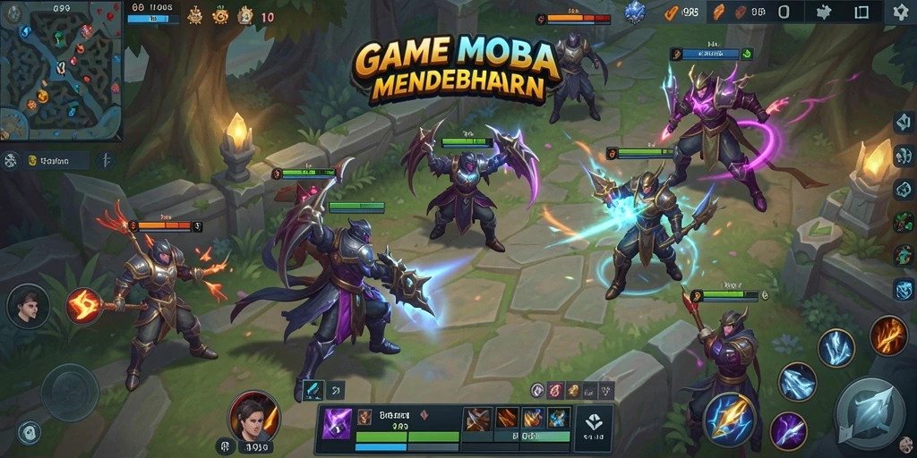 Tampilan gameplay V98 yang menegangkan di arena MOBA.