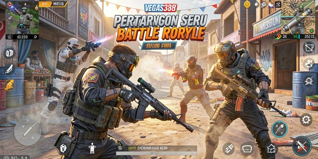 Screenshot gameplay VEGAS338 menampilkan aksi seru di medan pertempuran.