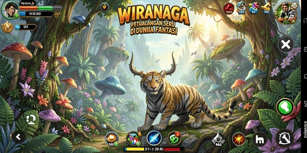 Tampilan gameplay WIRANAGA yang penuh aksi dan petualangan.